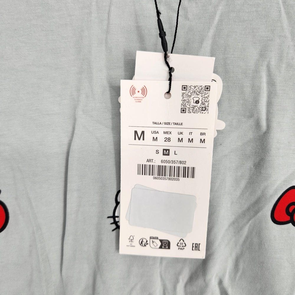 Zara Medium Grey Hello Kitty Crew Neck Short Sleeve Shirt NWT - Picture 2 of 8